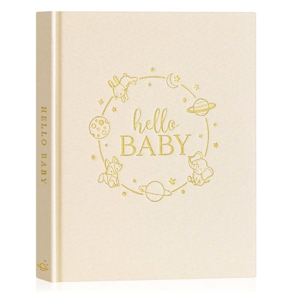 Libro de recuerdos para bebés Lanpn Hello Baby para niño y niña, color beige