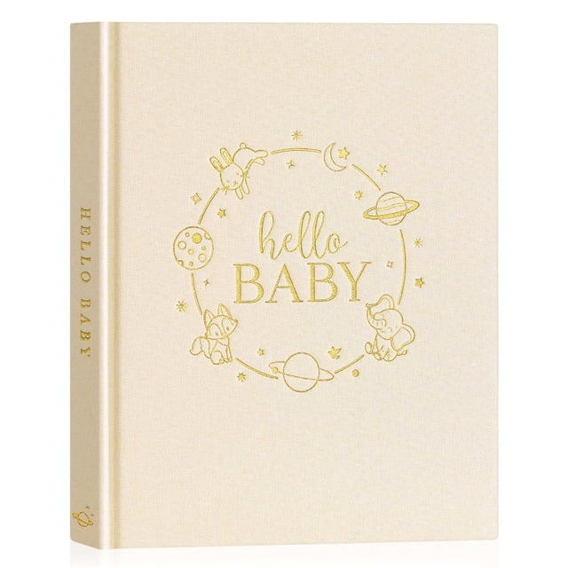 Libro de recuerdos para bebés Lanpn Hello Baby para niño y niña, color beige