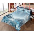 thumbnail image 4 of Ambesonne Lake Fitted & Top Sheet Set with Shams, Mountain Scenery Folk Wreath, Slate Blue Sky Blue, 4 of 5