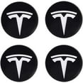 thumbnail image 1 of Lunfar 4 Pcs Autocollant Emblème Central pour Roue Tesla Model 3 Modèle Y Hubcaps Jante Blanche Emblème & Fond Noir Mat, 1 of 2