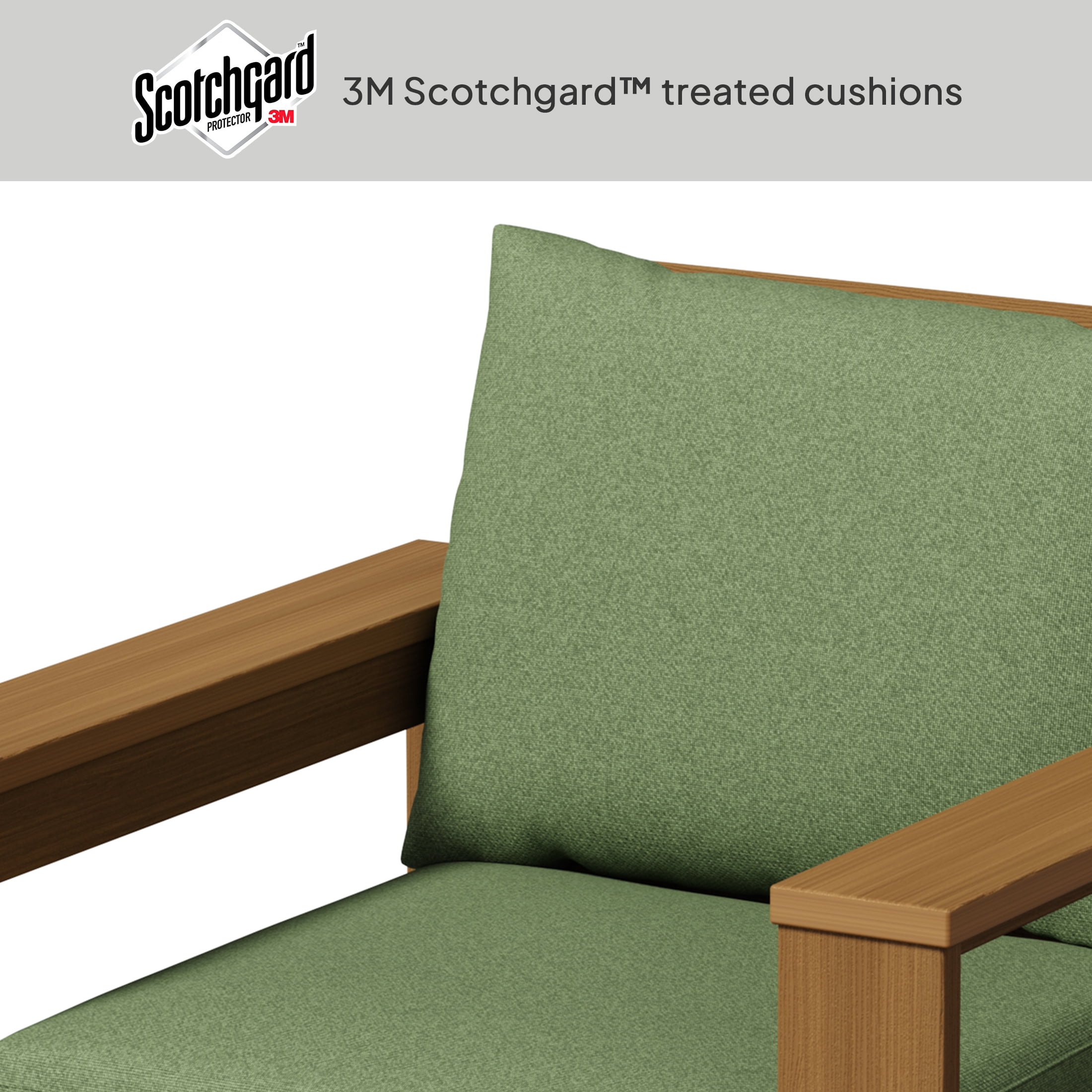 Better Homes & Gardens Ezra Outdoor HDPE Club Chair, Teak with Green Cushions