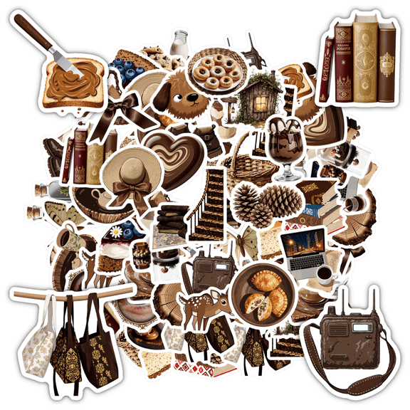 35pcs-50pcs Retro Chocolate Stickers PVC Stationery Stickers Kids Stickers for Laptop Suitcase Phone