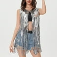 thumbnail image 4 of Mgmyaa Women's Sleeveless Vest Tassel Trim Metallic Thread Cardigan Casual Open Front Jacket, 4 of 4