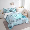 thumbnail image 4 of Homewish Vintage Cyan Flower Bedding Comforter Set 7pcs, Chic Watercolor Rose King Bedding Sets, Southwestern Theme Reversible Bed Sheets, Microfiber Bedroom Decor, 4 of 8