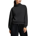 thumbnail image 4 of Comdrip Turtleneck Sweatshirt, Womens Oversized Sweatshirts Mock Neck Pullover Long Sleeve Tops Fall Outfits 2025 Clothes Womens Oversized Mock Neck Sweatshirt Black L, 4 of 5