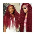 thumbnail image 2 of Burgundy Deep Wave 13x4 Human Hair 99J Lace Frontal Wigs Brazilian Water Wave Lace Front Wig, 2 of 5