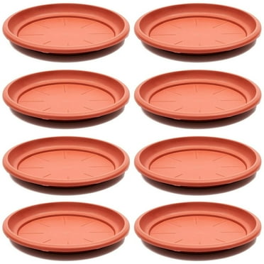8-Pack Round Plastic Plant Saucer Drip Trays, Terracotta Flower Pot Saucers, Dish for Indoors, Outdoors, Garden, Potted Plants, Home, Patio, Tabletop Planter Base, Terra Cotta Plate Set (12-inch)