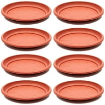8-Pack Round Plastic Plant Saucer Drip Trays, Terracotta Flower Pot Saucers, Dish for Indoors, Outdoors, Garden, Potted Plants, Home, Patio, Tabletop Planter Base, Terra Cotta Plate Set (12-inch)