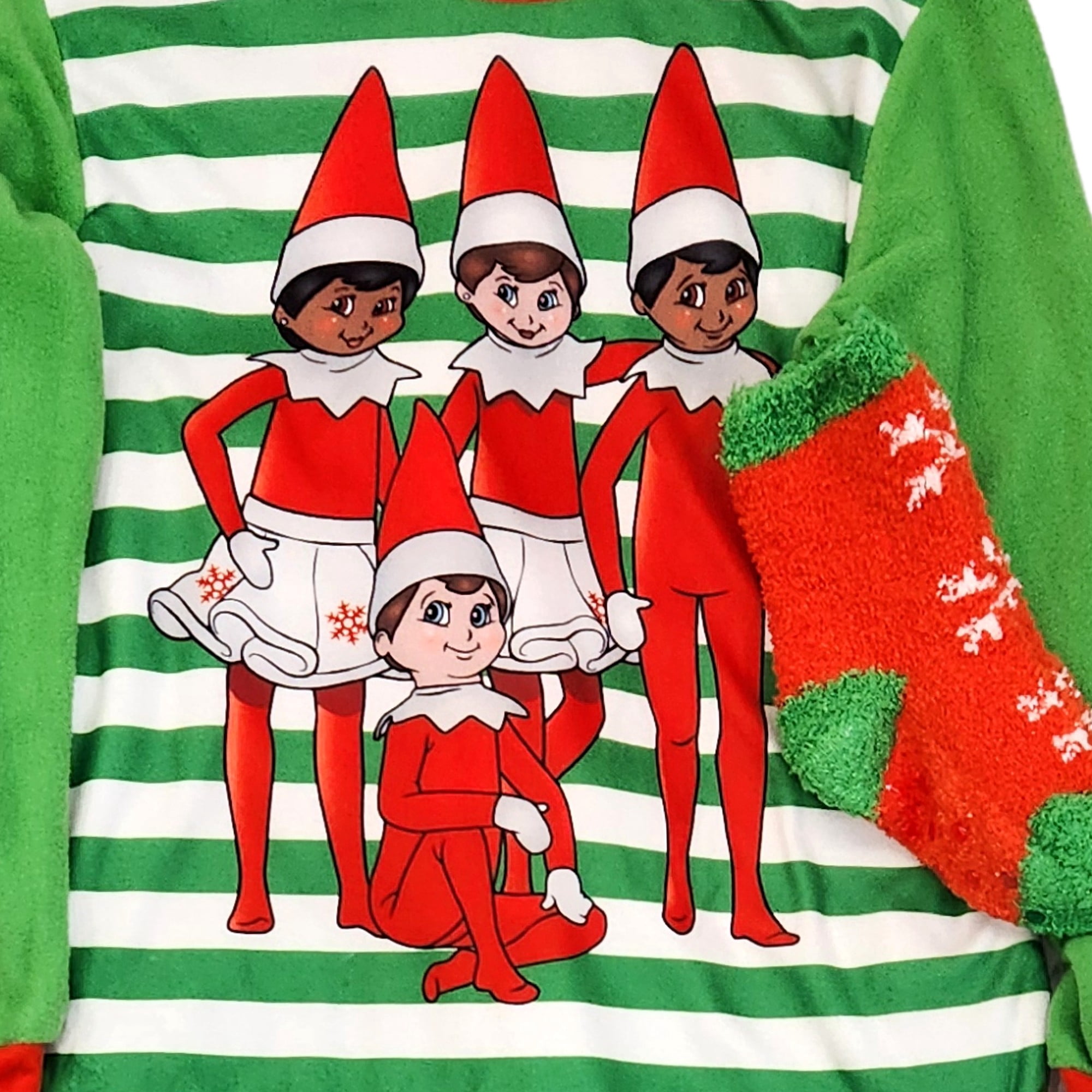 Elf on the Shelf Boys Green Fleece Christmas Holiday Pajamas X-Small 4-5