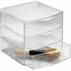 InterDesign Rain Cosmetic Organizer for Vanity Cabinet to Hold Makeup, Beauty Products, 3 Drawers, Clear
