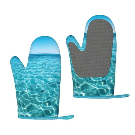 

Zeuib Crystal Clear Ocean Waves Print Oven Mitts Oven Gloves with Non-Slip Silicone Heat and Slip Resistant Cooking Mitt Set for Cooking and Baking (2 Count)