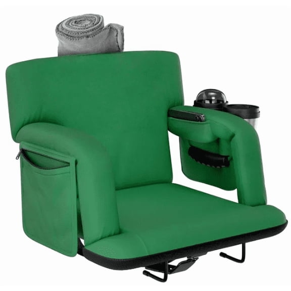 Premium Reclining Stadium Seat for Bleachers with Back Support 6 Reclining Positions Waterproof Outdoor Chair with Cup HoldersPockets & Carry Straps for Sports Camping