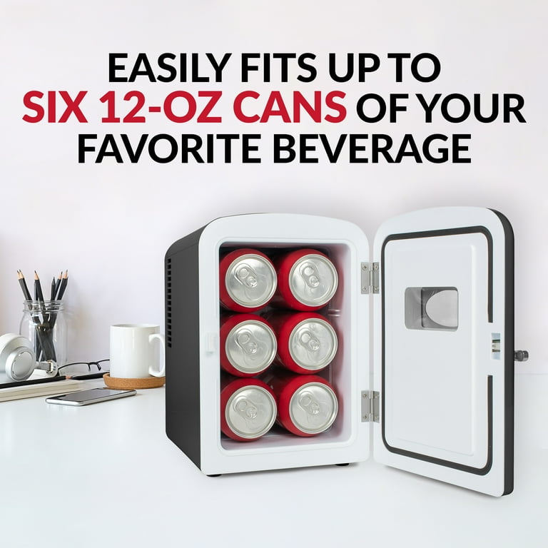 Nostalgia Retro Mini Personal Fridge, 6-Can Cooling and Heating