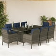 thumbnail image 1 of vidaXL 9 Piece Garden Dining Set with Cushions Grey Poly Rattan, 1 of 5