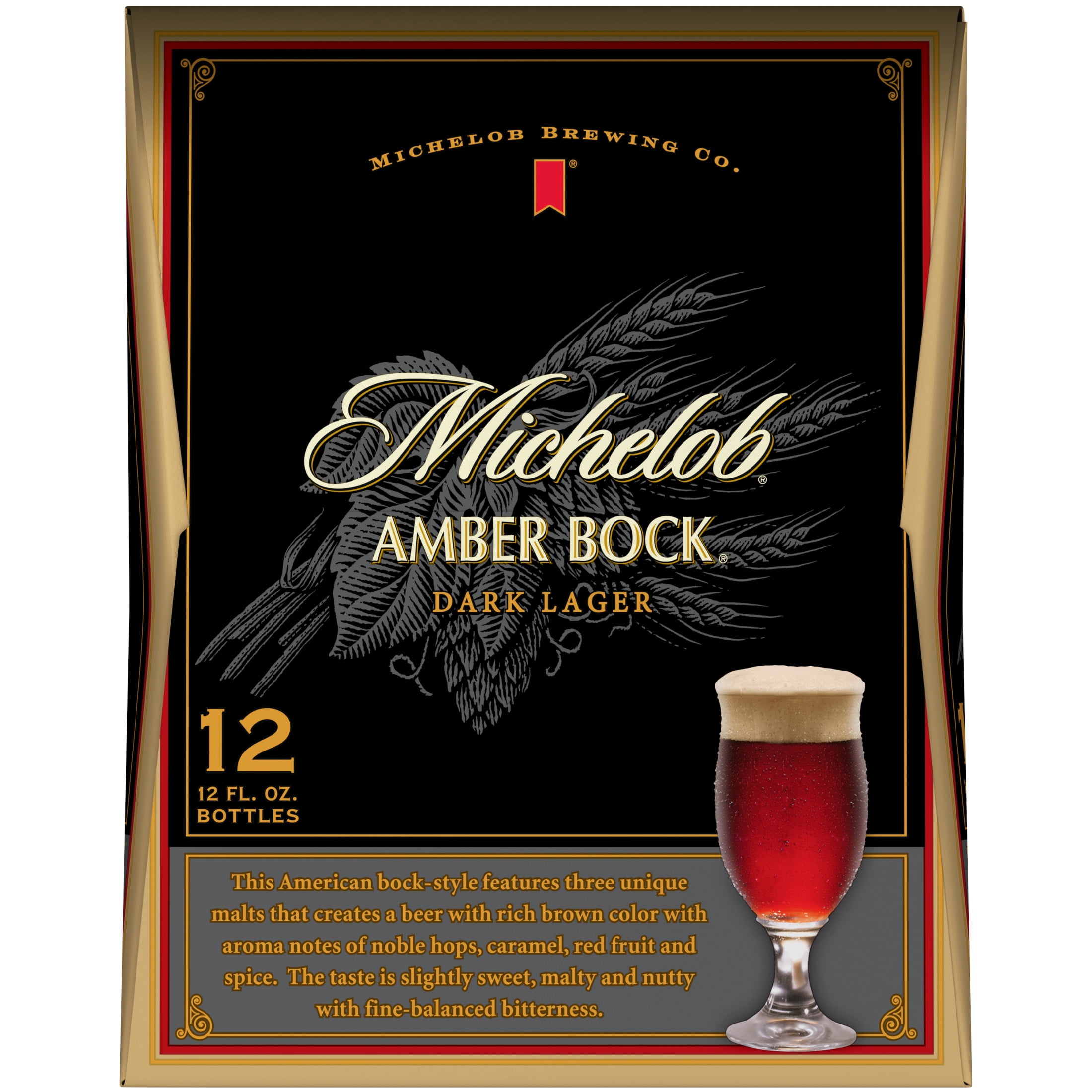 Michelob American Dark Lager Beer 12 pack 12 fl oz Glass Bottles 5.2% ABV