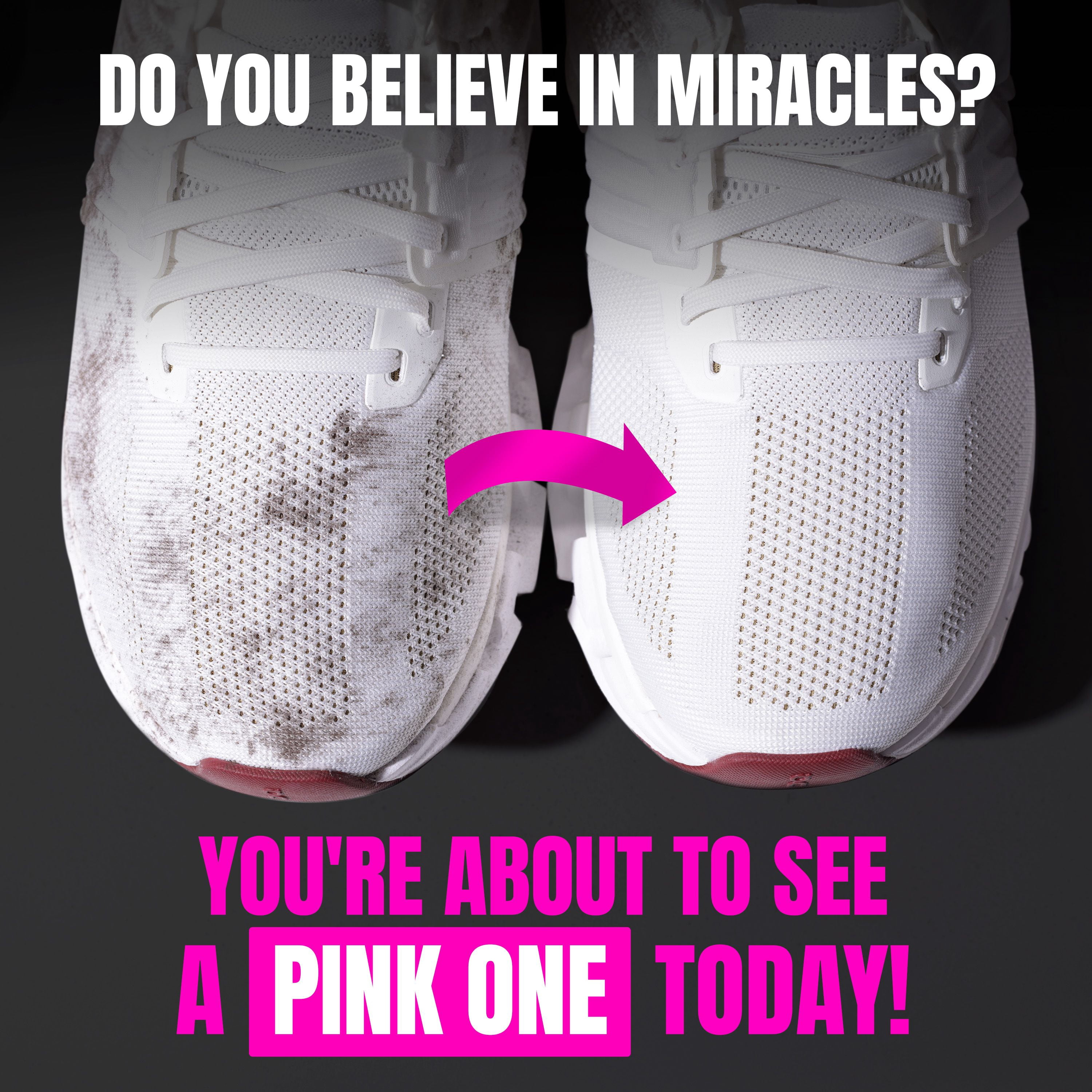 Pink Miracle Shoe Cleaner Kit with Brush - 8 OZ. Fabric Cleaner for Leather, Suede, Nubuck and White Sneakers