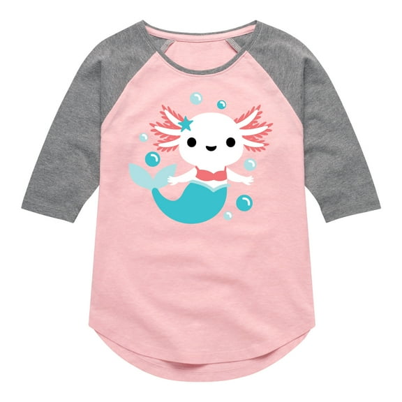 Axolotl Mermaid  - Toddler & Youth Girls Raglan Graphic T-Shirt