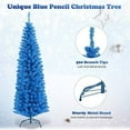 thumbnail image 4 of Patiojoy 6FT Blue Tinsel Artificial Pencil Christmas Tree w/ Sturdy Metal Stand Seasonal Holiday Decoration for Home, Party, 4 of 8