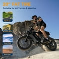 thumbnail image 6 of Movcan 20" Fat Tire Electric Bike for Adult, 1000W Mountain Ebike, 48V 15.6Ah Removable Battery, 7 Speed Disc Brake E-Motorcycle Bike UL2849, 6 of 9