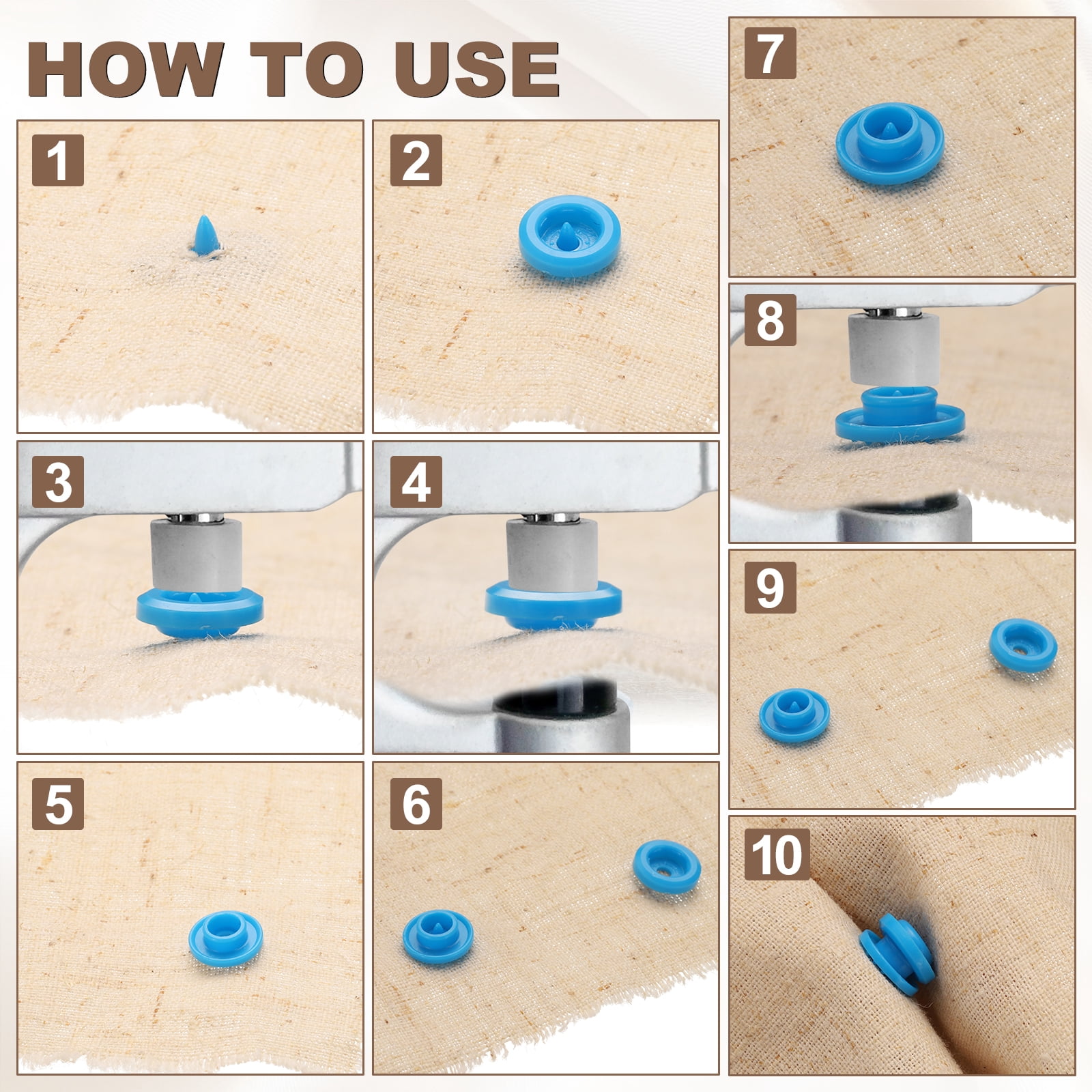Uxcell 360 Set Plastic Snaps T5 Round Resin No-Sew Button Fasteners Kit for Clothing Sewing, Red