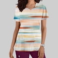 thumbnail image 2 of Xfvqtps Striped Scrub Tops for Women Wrinkle-Resist Nursing Uniform Casual V-Neck Print Short Sleeve Nurse Top with Pocket Orange, 2 of 5