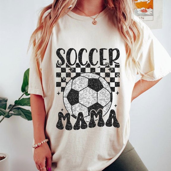 Retro Soccer Mama T-Shirt, Glitter Soccer T-Shirt