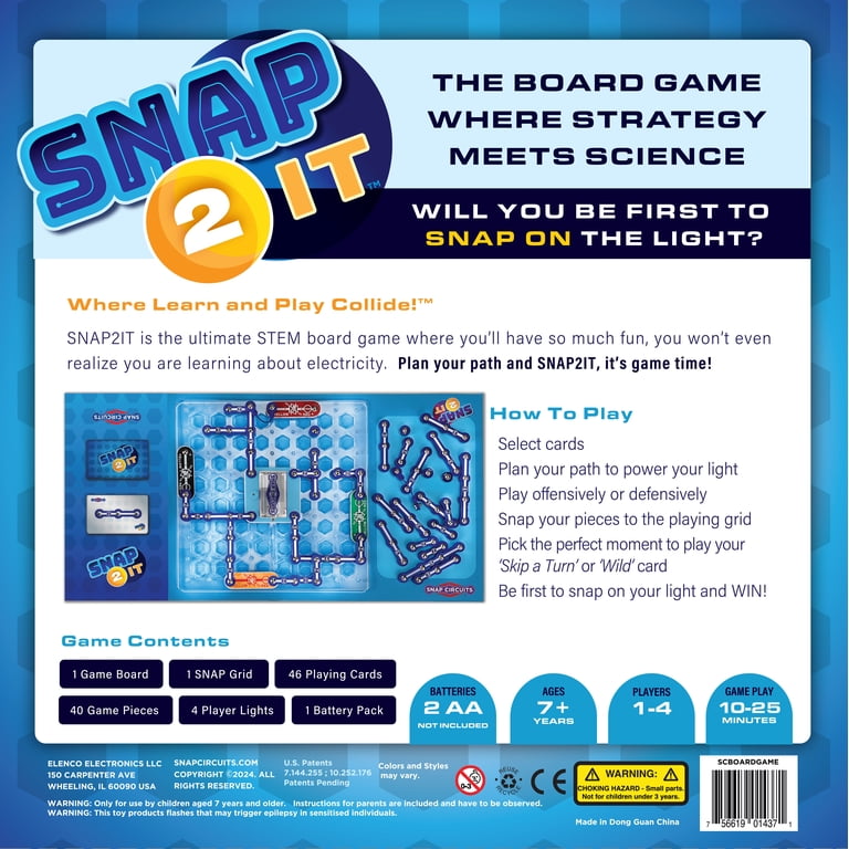 Snap Circuits, STEM Board Game, Snap-2-It, 1-4 Players - Walmart.com