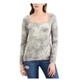thumbnail image 2 of FEVER Womens Aqua Tie Dye Long Sleeve Square Neck Top L, 2 of 3