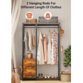 thumbnail image 5 of GIKPAL 72.8'' Clothes Rack, 2 Drawers Garment Rack with 4 Hooks Freestanding Closet Organizer, 2 Hanging Rods Portable Wardrobe Organization for Bedroom Living Room, Rustic Brown, 5 of 9