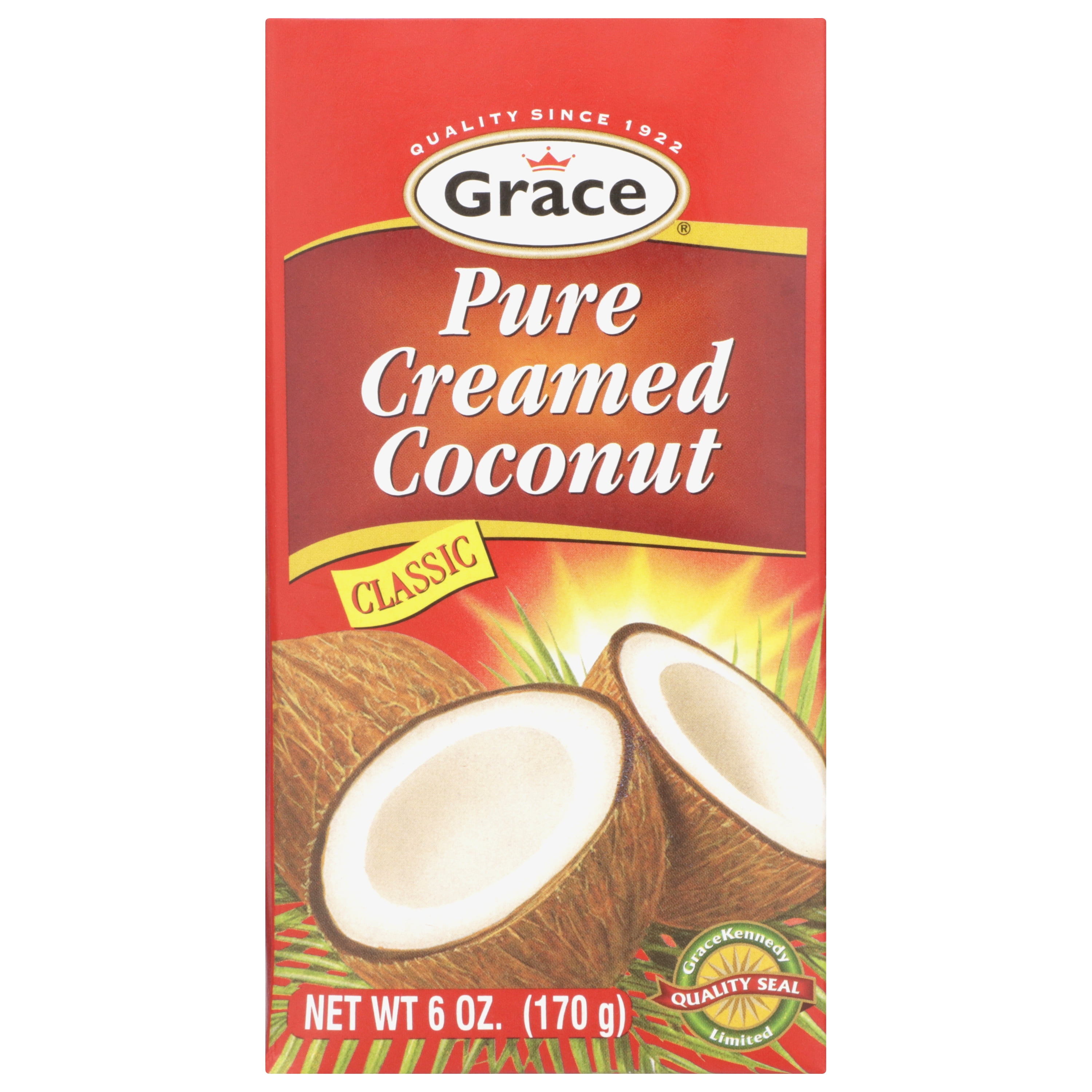 (4 pack) Grace Pure Creamed Coconut 170g - All Natural, No Allergens, Ready-to-Use Coconut Milk Substitute