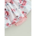 thumbnail image 7 of Infant Girl Rompers Dress Long Sleeve Rib Knit Floral Print Skirt Hem Jumpsuits with Headband, 7 of 7