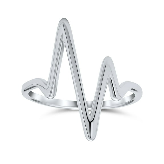 Bling Jewelry Womens Chevron Lightening Bolt Heartbeat Ring .925 Sterling Silver 1MM Band