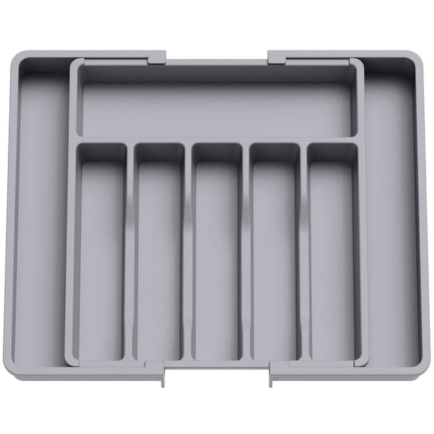 Organizador de cajones para cubiertos Lifewit, expandible, de plástico gris