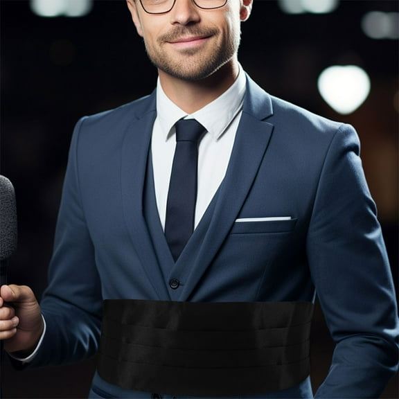 MLINS 2pcs Tuxedo Cummerbund Men Formal Belt Adjustable Satin Waistband Solid Color For Wedding And Party Events
