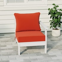 WestinTrends Avalon Outdoor Patio HDPE Right Arm Sectional Corner Club Chair with Patio Cushions, White/Orange