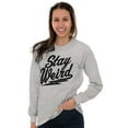 thumbnail image 4 of Cool Funny Stay Weird Awkward Saying Plus Size Long Sleeve Graphic Tee Shirt Brisco Brands 3X, 4 of 5