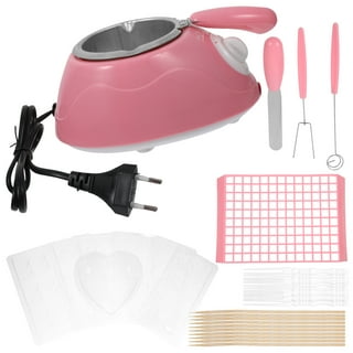 Tinker Chocolate Melting Pot Kit, Electric Chocolate Fondue for Home Made Candy Butter Cheese with Forks Spatulas Molds Drying Rack, Pink