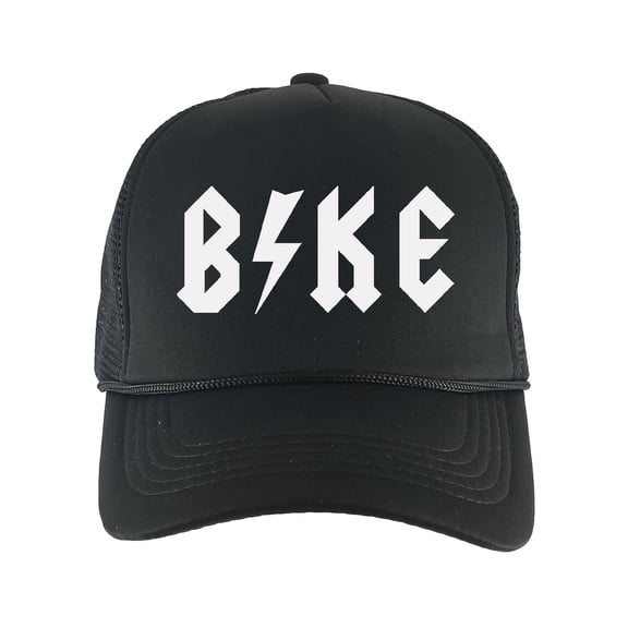 Bike Thunderbolt Adjustable Foam Trucker Hat w/ Rope Brim - Black