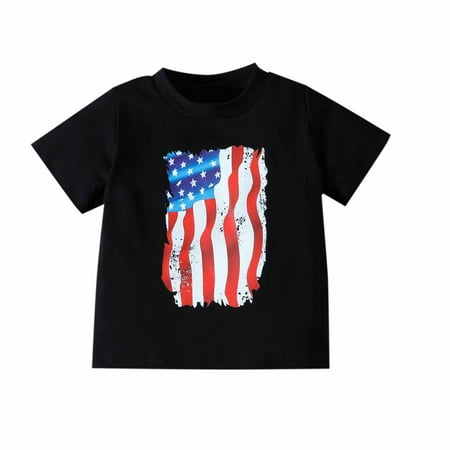 

Jerdar Summer Clothes Set for Kids Independence Day Toddler Baby Boys Sleeve Tie Dyed USA Letter Short T-shirt Top Black 2-3 Years
