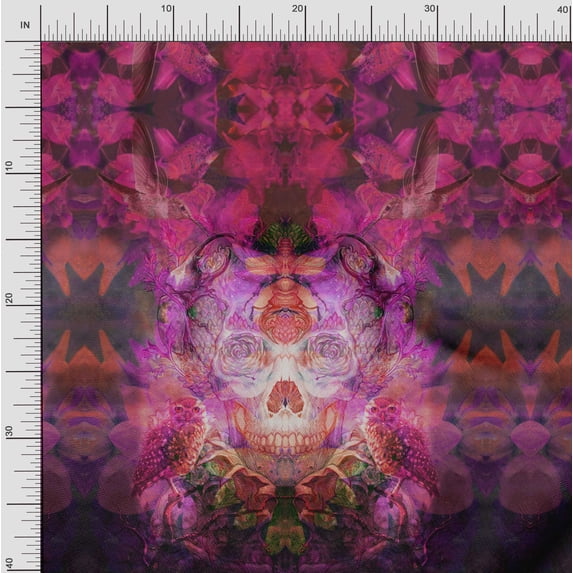 Soimoi Satin Silk Fabric Floral & Panel Decor Fabric Printed Yard 42 Inch Wide