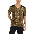 thumbnail image 1 of Camiseta de hombre con estampado de leopardo Inspire Chic, cuello en V, mangas cortas, patrón de serpiente, 1 of 5