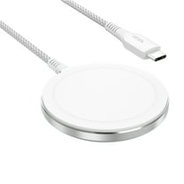 onn. 15W Magsafe Wireless Charger, 6ft braided cable, Made for Magsafe Certified, White