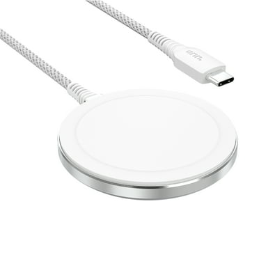 onn. 15W Magsafe Wireless Charger, 6ft braided cable, Made for Magsafe Certified, White