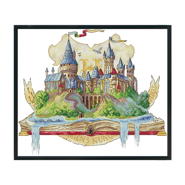 Cuadros Decorativos El Libro del Señor de los Anillos 2 Bordado Parcial Punto de Cruz 48x42cm (J607) Ehuebsd embutido en tela