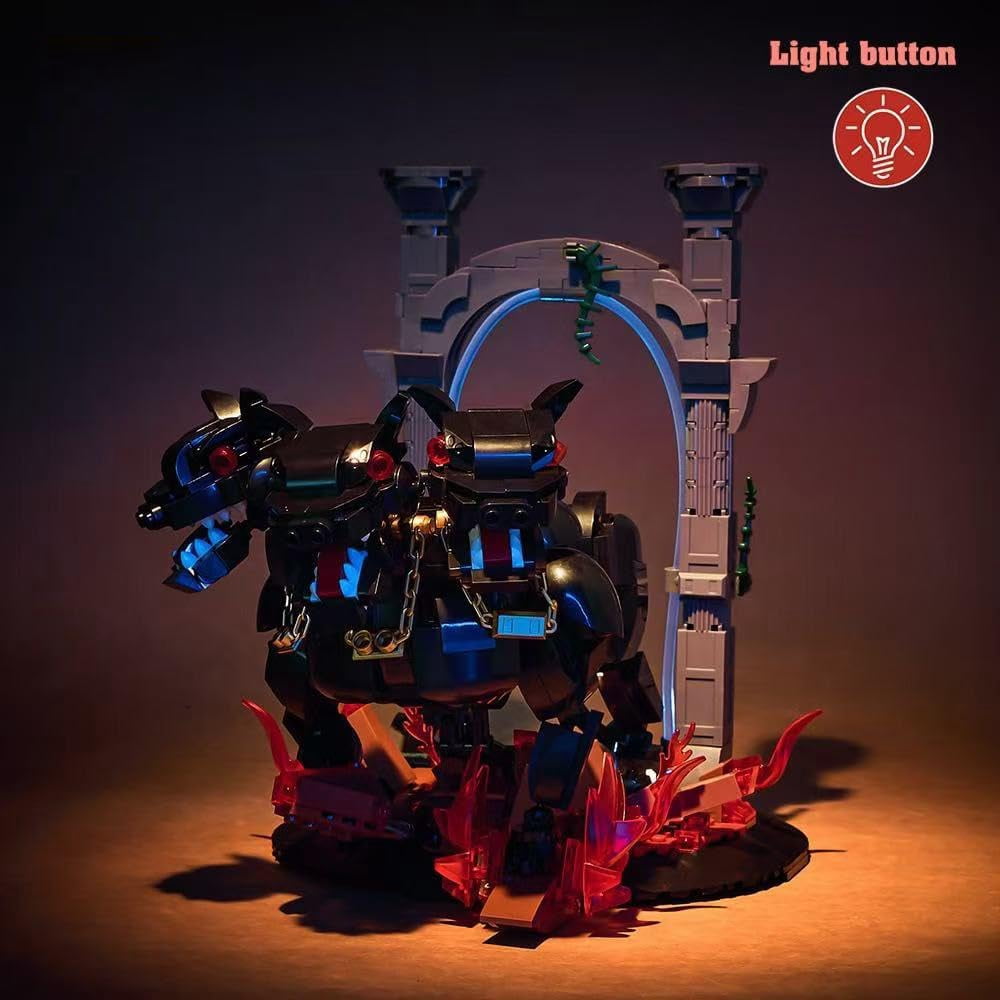 Remocguys Harry 3-Head Hellhound Dog Building Set with Light Compatible with Lego Animal Decor for Adults 820Pcs