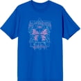 thumbnail image 3 of Distressed Black Metal Butterfly Adult Royal Blue Crew Neck Short Sleeve Tee-Medium, 3 of 4