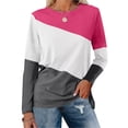 thumbnail image 2 of Womens Tops Color Block Tunic Tops Casual Long Sleeve Shirts Round Neck Pullover Blouses For Women, 2 of 7