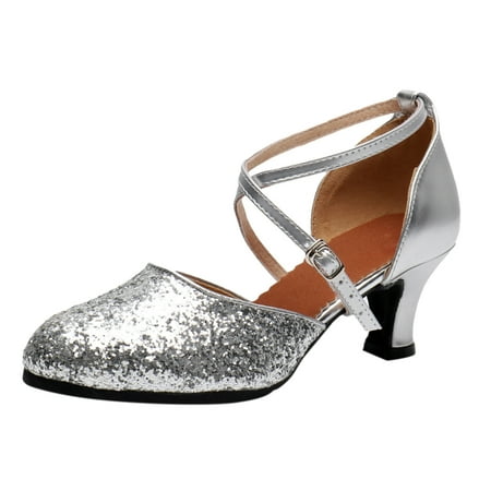 Sandals for Womens Latin Women s Slide Sandals Dance Shoes Sandals Heeled Sandals Women Heels Ballroom Salsa Tango Party Barefoot Sandals for Women Wedding Sequin Dance Shoes