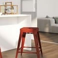 thumbnail image 3 of Merrick Lane Metal 24" Counter Height Stool with Distressed Kelly Red Powder Coated Finish and Integrated Floor Glides, 3 of 8