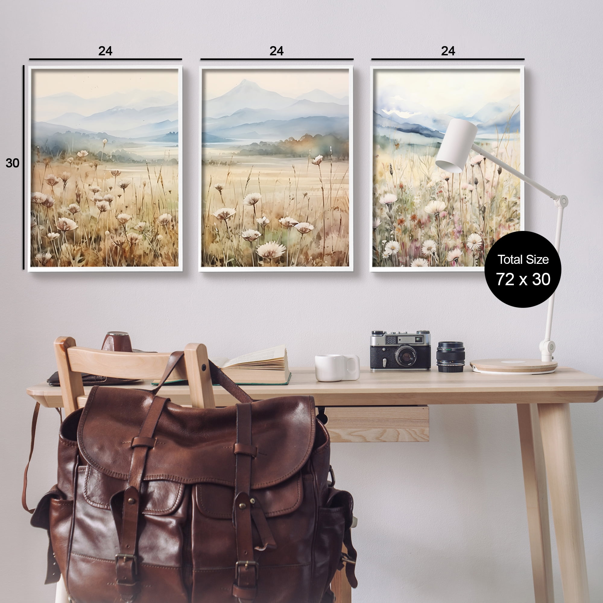 Stupell Industries In The Field Landscape Landscape Painting White Framed Art Print Wall Art, 24 x 30, Set of 3